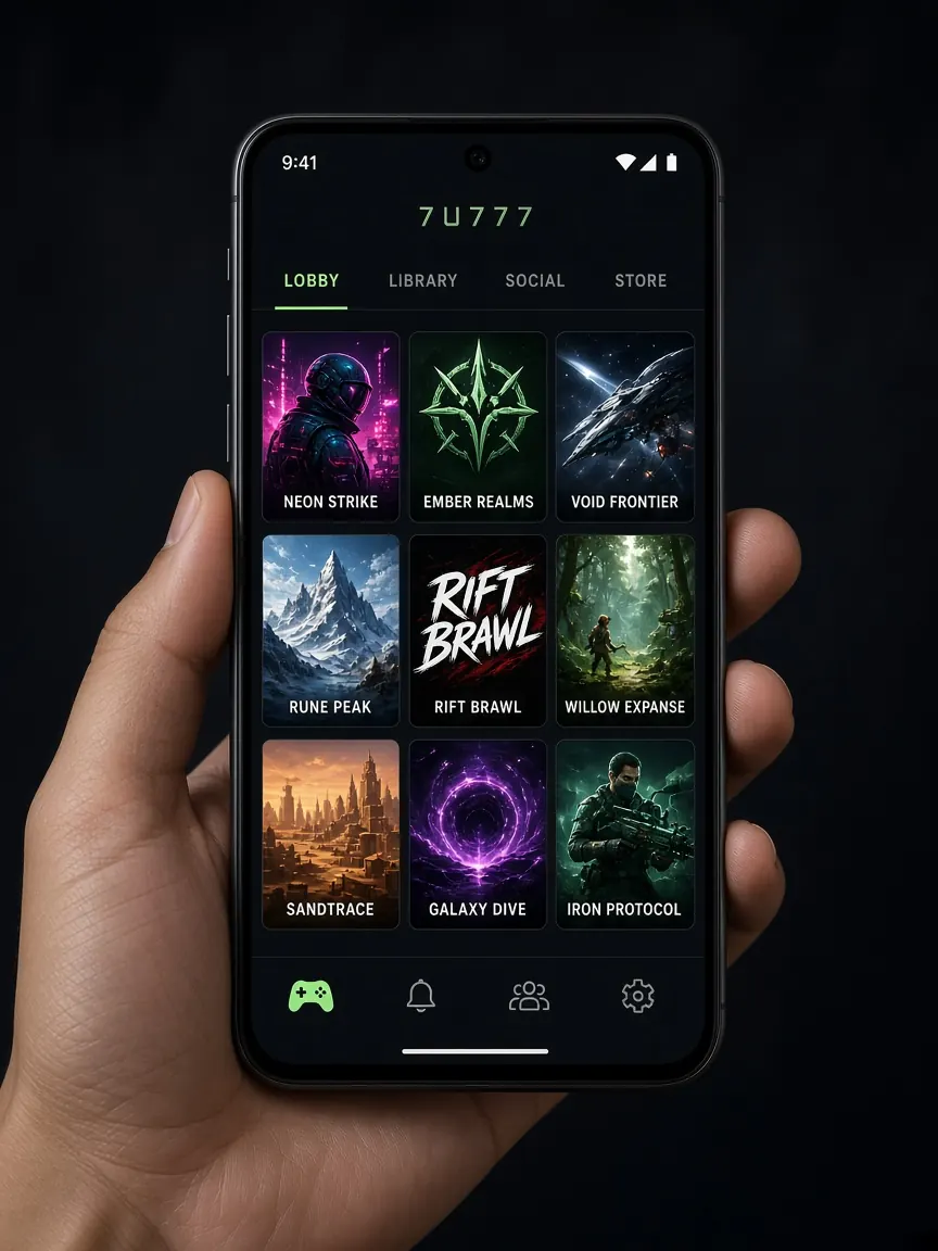 7I777 app on a phone screen